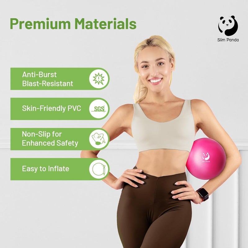 Slim Panda Pilates Ball, 9 Inch Small Exercise Ball, Anti Burst Mini Yoga Ball for Stability, Workout, Barre, Core Strength, Physical Therapy, Balance, Stretching - Image 2